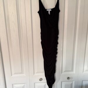 Leith Black Asymmetrical Ruched Dress